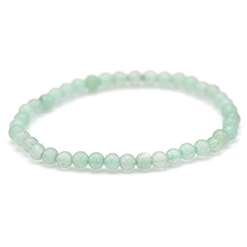MIRACLES MINÉRAUX Bracelet perle ronde 4 mm fin et discret, pierre naturelle, création artisanale française, plus de 60 choix (Aventurine vert 4 mm) Cover
