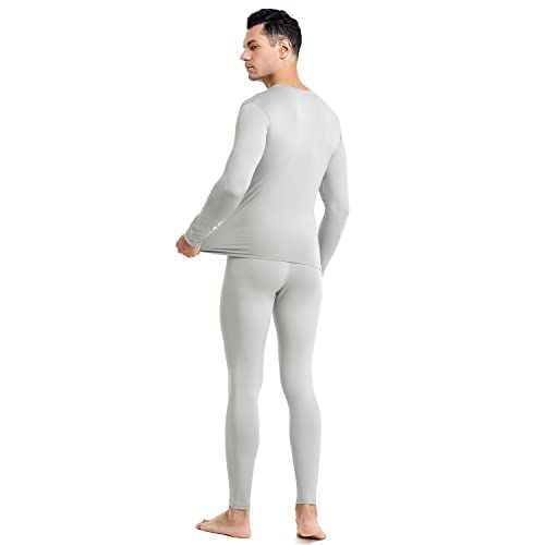 Image of PISIQI Thermal Underwear Men Ultra-Soft Long Johns Set with Fleece Lined Base Layer Winter Skiing Warm Top & Bottom Black
