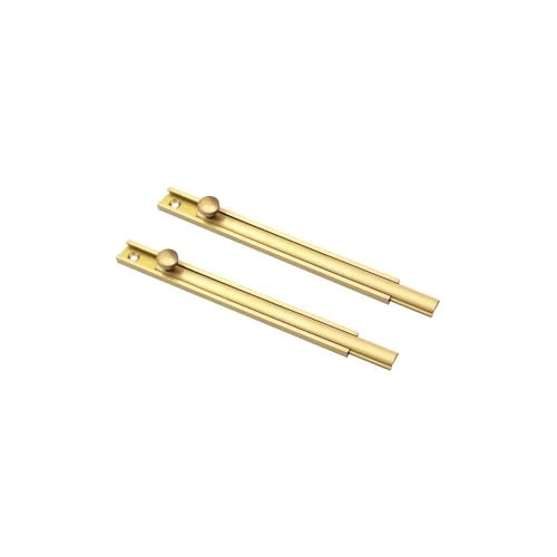 Zhi Jin 2Pcs Retro Pure Copper Slide Barrel Door Bolts Latch Gate Locks Security Guard Gold 6-Inch