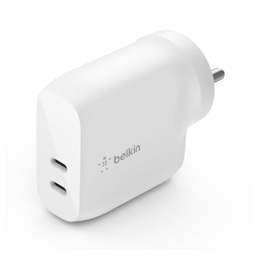 Belkin 40W (20W + 20W) Dual Port USB-C PD Wall Charger | Fast Charging for iPhone 16, 16 Plus, 16 Pro, 16 Pro Max, 15, 15 Pro, 15 Pro Max, iPhone 14 Series, Galaxy S24 Ultra, iPad, AirPods & More
