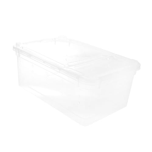 HANABASS シー爬虫類用給餌箱 軽量コンパクト設計 通気性付き プラスチック製 小型カメやトカゲ カエル コーンスネークなどの飼育 給餌に適した収納ケース