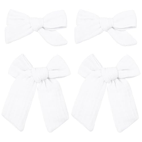 Set de 4 pinzas de cabello de algodón hechas a mano miniatura 1