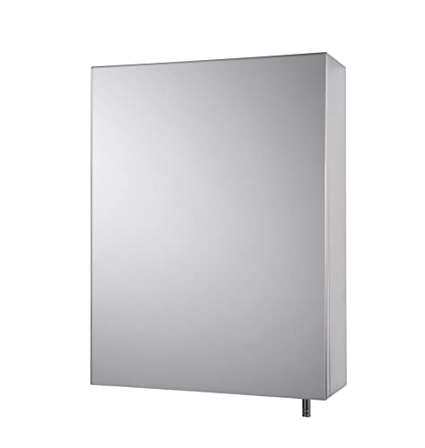 Croydex Avon Single Door Stainless Steel Bathroom Mirror Cabinet - Bathroom Wall Cabinet with One Fixed Shelf, Chrome Pin Handles for No Finger Marks and Comes Fully Assembled (30x40x12cm)