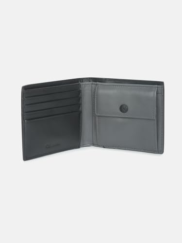 Image of Calvin Klein Logo black leather bi fold wallet