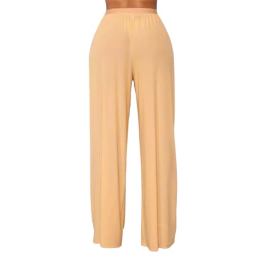 Pantalon sexy taille haute transparent ample et droit en maille ajourée pour femme XL