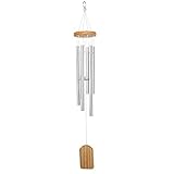 Outdoor Wind Chime, Wind Chimes Bells 6 Metal Tubes Windchime for Garden, Yard, Patio, Home Decoration And Gift, Silver color (White Wind Chimes)