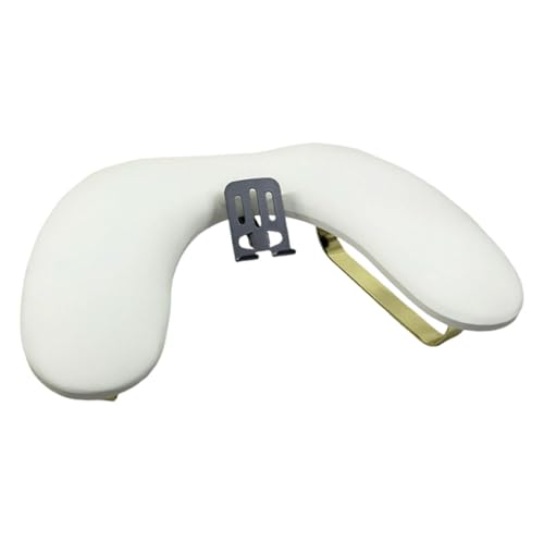 FytStycale Almohada de Mano para Uñas de Brazo Cojín de Manicura Soporte con Portamóvil en Cuero Esponja Metal Adecuado para Técnicos, Blanco