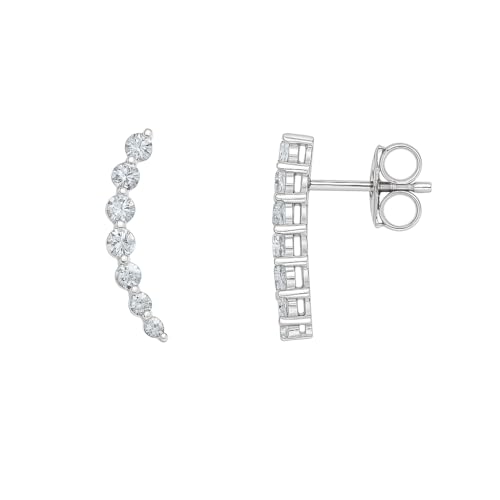 Pendientes Plata 925 Rodiada con Circonitas Brillantes | Diseño Trepador Elegante | Salvatore Plata