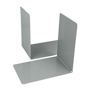 Westcott Buchstützen Grau (2er-Pack) | Metall 90 x 140 x 140 mm | Stabile Buchhalter für Bücher oder Ordner | Robuste Bücherständer mit 1, 0 mm Materialstärke für Büro & Haushalt | E-10245 00