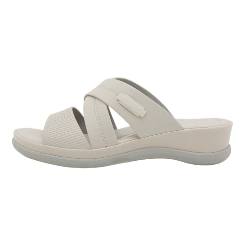 Sandalias deporte mujer con tacón inclinado y suela amortiguada para playa