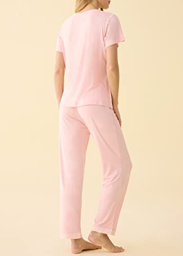 Latuza Women's V-neck Short Sleeves Pajama Set XL Pink