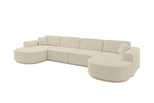 ALTDECOR Ecksofa in U-Form Corner Sofa Bett Eckcouch Couch L-Form Wohnlandschaft Cauchsofa MARI-U2-v1-380x165x81 cm Beige – Bild 4