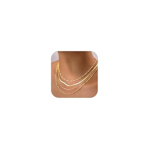 HAXIYA Necklace for Women Dainty Layered Gold Plated Necklace Chain Choker Necklaces Stack Tarnish free Simple jewelry Set Waterproof Valentine’s Day Gift for Women Cover