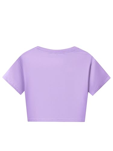 Kids Girls Sports Outfits Cotton Short Sleeve T-shirt Shorts Set For Summer Casual Workout Dance Purple 3-4 Years2