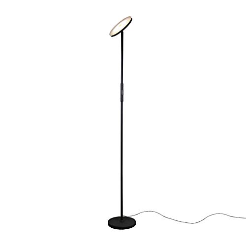 Unitary Brand Modern Black Metal and White Plastic Dimmable Touch Switch or Remote Control and 3-Way Light Colors Selectable 20W LED Floor Lamp for Bedroom Office Living Room