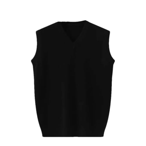 Mens Wool Sweater Vest V-Neck Loose Solid Color Sleeveless Knitted Vests Pullover Waistcoat Tops
