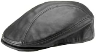 parman Men Black Flat Cap 100% Real Cowhide Leather Ivy Gats