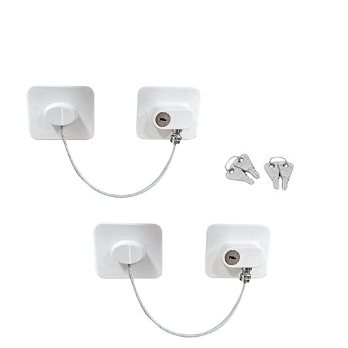 Limitador de bloqueo, 2 piezas de bloqueo de ventana de bloqueo de ventana UPVC, hebilla de alambre de seguridad para niños, con llave, seguridad para bebés y niños, color blanco Cover
