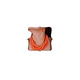 Aimimier 1920s Multi Strand Chunky Beads Cluster Choker Necklace Colorful Beads Twisted Necklace Prom Jewelry for Women (Orange)