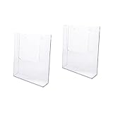 2 soportes acrílicos para colgar en la pared, transparente para folletos, folletos y revistas, solución de almacenamiento para oficina, tienda y hogar