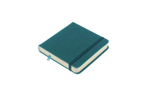 Image of Kangaro Sketchbook 12 x 12 cm Dark Turquoise PU Hard Cover 80 Sheets 140 g Cream Paper with Elastic Band and Ribbon