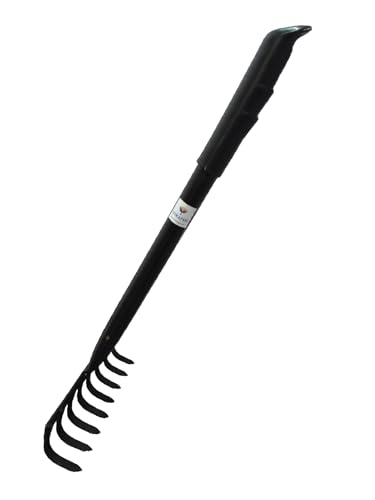 Image of Utkarsh Garden Rake with 8 Teeth or Prongs | Heavy Duty Gardening Tool for Home Garden | Lawn, Landscaping Yard, Garden Leaf Rake | Weeding, Tilling, Aerating Soil Rake - Set of 1 Tool