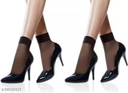 kumud Women & Girl's Ultra-Thin Transparent Nylon Ankle Length Summer Black Socks Free Size (Pack of 2)-image-45