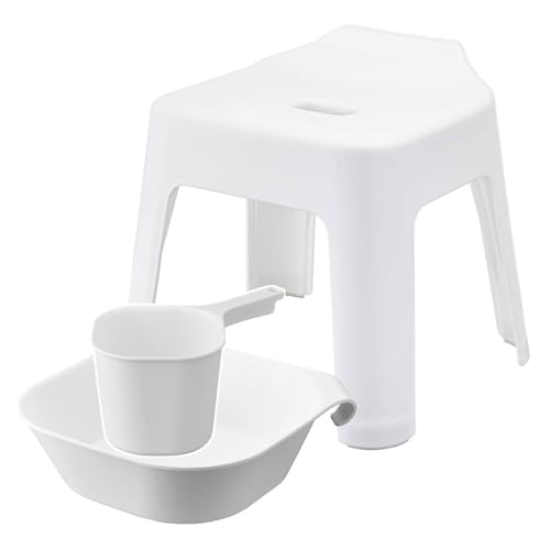 山崎実業 タワーシリーズ tower 引っ掛け風呂イス 30cm + マグネット&引っ掛け湯おけL + マグネット手桶 3点セット ホワイト バスチェア 風呂 椅子 おしゃれ 【モノギャラリー限定クリアファイル付】