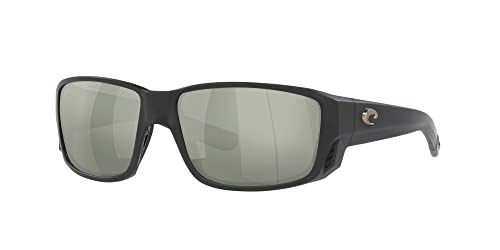 Image of Costa Man Sunglasses Matte Black Frame, Blue Mirror Lenses, 60MM