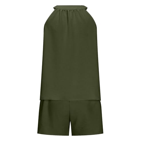 Co Ord Sets for Women Summer Two Piece Outfit Homewear Loungewear V Neck Sleeveless Tunic Tops with Shorts Y2K Tracksuits 2 Piece Lounge Set Pyjamas Sets for Holiday Beach Streetwear - Image 5