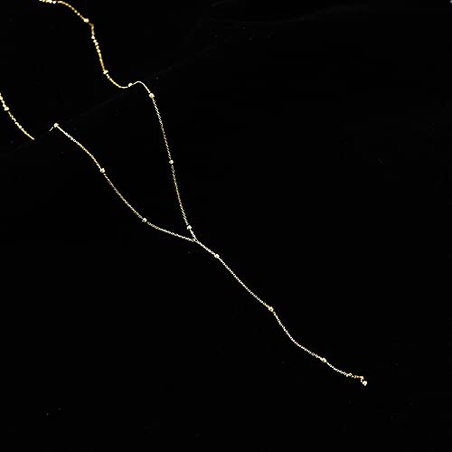 Ball Bead Y Necklace for Women Girls Silver Plated Fashion Choker Chain Drop Adjustable Hypoallergenic Simple Jewelry Gift 17 Inch4