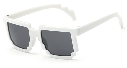 Image of DC DECORIO Thug Life Sunglasses Pixel Gangsta Life Funny Novelty Shades With Box Packing (SOLID-WHITE)