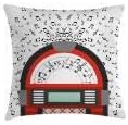 Miniatura 2 de Ambesonne Jukebox - Funda de cojín, diseño de caricaturas, música antigua, vintage, retro, con notas, obras de arte, funda de almohada cuadrada