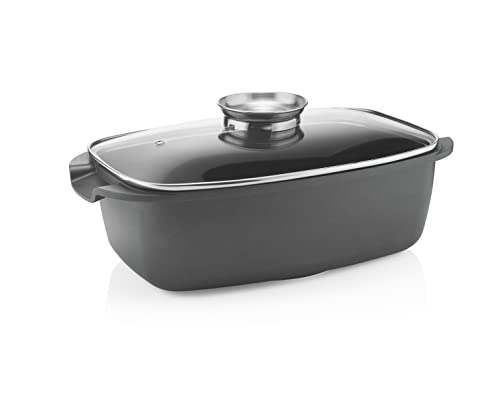 GUZZINI 09680010 IH Compatible Deep Roasting Pan with Lid, Black