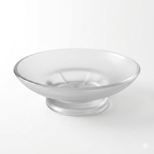 Image of Pure Source India Glass Soap Dish for Bathroom Or Kitchen, (3.25 cm)