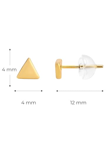 Image of Solid 925 Sterling Silver Stud Earrings for Women & Men, Hypoallergenic 18K Gold Plated & Silver Small Studs, Minimalist Elegant Earrings for Birthday, Party, Daily Gift