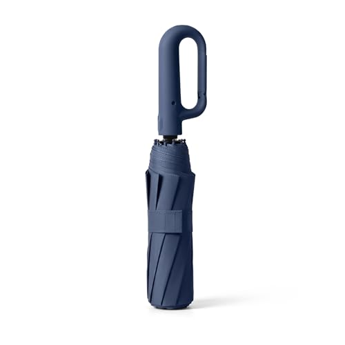 Automatic Travel Umbrella for Rain & Sun - Smart 3-Folding Small Umbrella with UPF 50+ UV Protection - Windproof Fiber Ribs - Compact Travel Umbrella - 130cm - مظلة مطر & مظلات شمس & مظله (Navy Blue)
