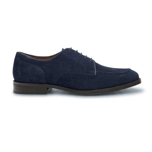 Zapatos de vestir clásicos de ante azul marino con acabados premium