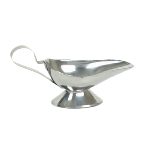 FSE SLGB008 Gravy Boat, 8 oz. Capacity, Tapered spout, Contoured Handle, Oval Base, Stainless Steel, Mirror-Finish