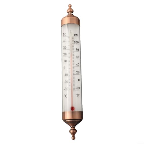 10 Inch Metal Indoor Outdoor Thermometer,Wall Mounted Temperature Gauge Fahrenheit Celsius Dual Scale for Garden Pool Home Office