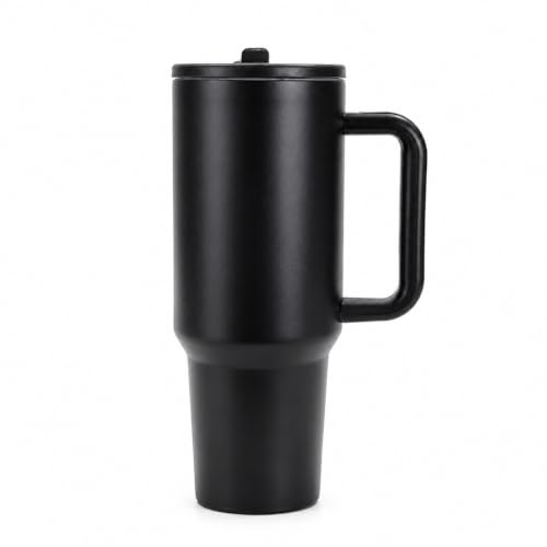 Image of Stainless Steel 1200 ml Vacuum Tumbler with Lid & Straw - Double‑Wall Insulated Cup for Travel, Gym & Office - Keeps Beverages Hot or Cold - 1.2 L Capacity (Black)