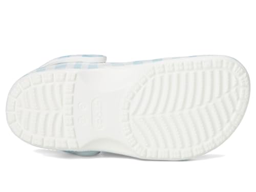 Image of Crocs Unisex Classic Clogs with Patterns and Graphics (Little Kid /Big Kid) White /Blue 1 Medium