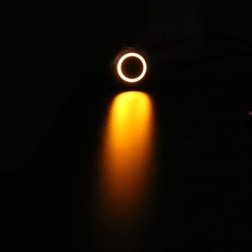 Interruptor pulsador de metal negro de 16mm con LED naranja de 3V y enclavamiento mantenido
