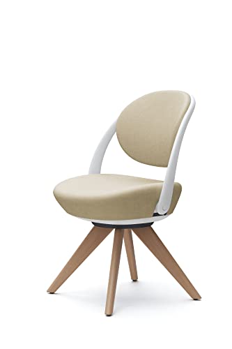 オカムラ パラベル パーソナルチェア 在宅ワーク対応 木4本脚 ホワイト ベージュ 8CBAYY-FXW2