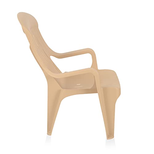 Image of Nilkamal Weekender Plastic Mid Back with Arm Chair | Chairs for Home| Dining Room| Bedroom| Kitchen| Living Room| Office - Outdoor - Garden | Dust Free |100% Polypropylene Stackable Chairs | Set of 4