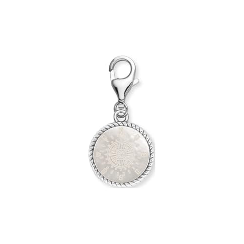 Engelsrufer Damen Charm Anhänger Windrose aus Sterling Silber mit Kompass Anhänger aus Perlmutt- Karabinerverschluss - nickelfrei - Größe: 12mm