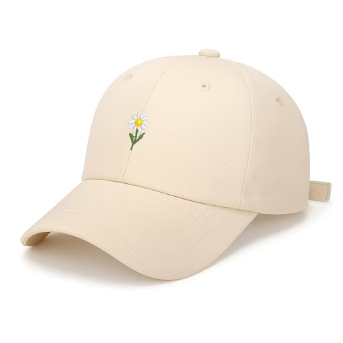 Kappe mit Blumen Damen Herren – Baseball Cap mit Gänseblümchen Stickerei, verstellbare Schirmmütze für Sommer, Urlaub, Strand, Freizeit, Festival, Outdoor, Sport, Reisen, Streetwear & Geschenkidee