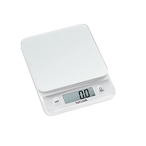 Taylor Glass Top Food Scale With Touch Control Buttons, 11 Lb Capacity, Silver #TOP7