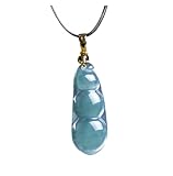 Grade A Natural Icy Light Blue Green Jadeite Three Peas Pod Pendant Necklace Feng Shui Prosperity Fertility Good Fortune Blessing Amulet
