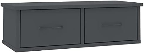 vidaXL Wall-mounted Drawer Shelf 2 Drawers Elegant Display Floating Shelf Cabinet Storage Living Room Furniture White Engineered Wood